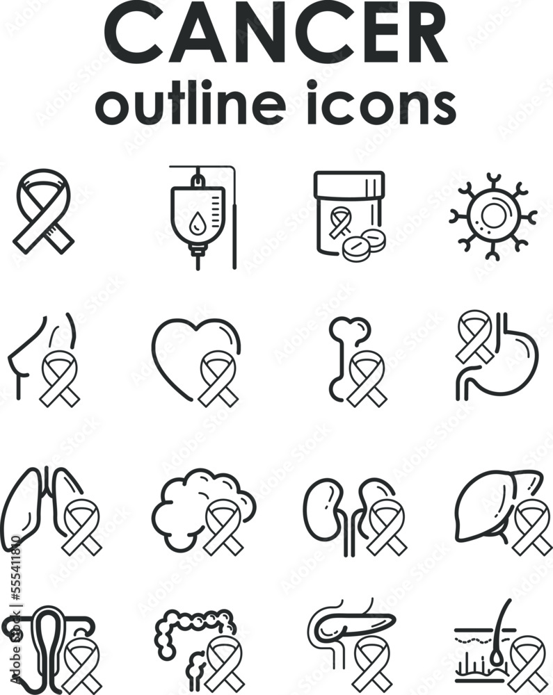 Cancer outline Icons vector design. Cancer outline Icons vector design.