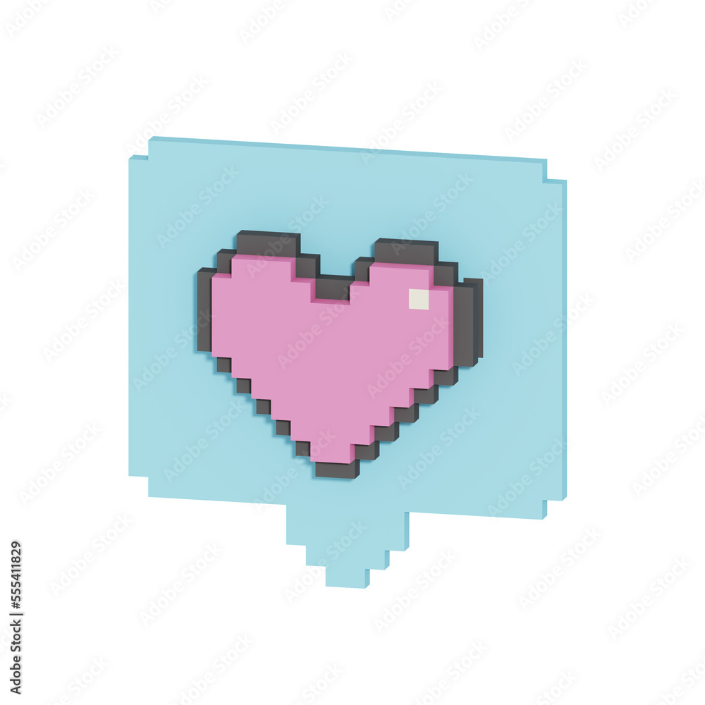 Love Notification1 3D Design Voxel Valentine Love Notification1 3D Design Voxel Valentine