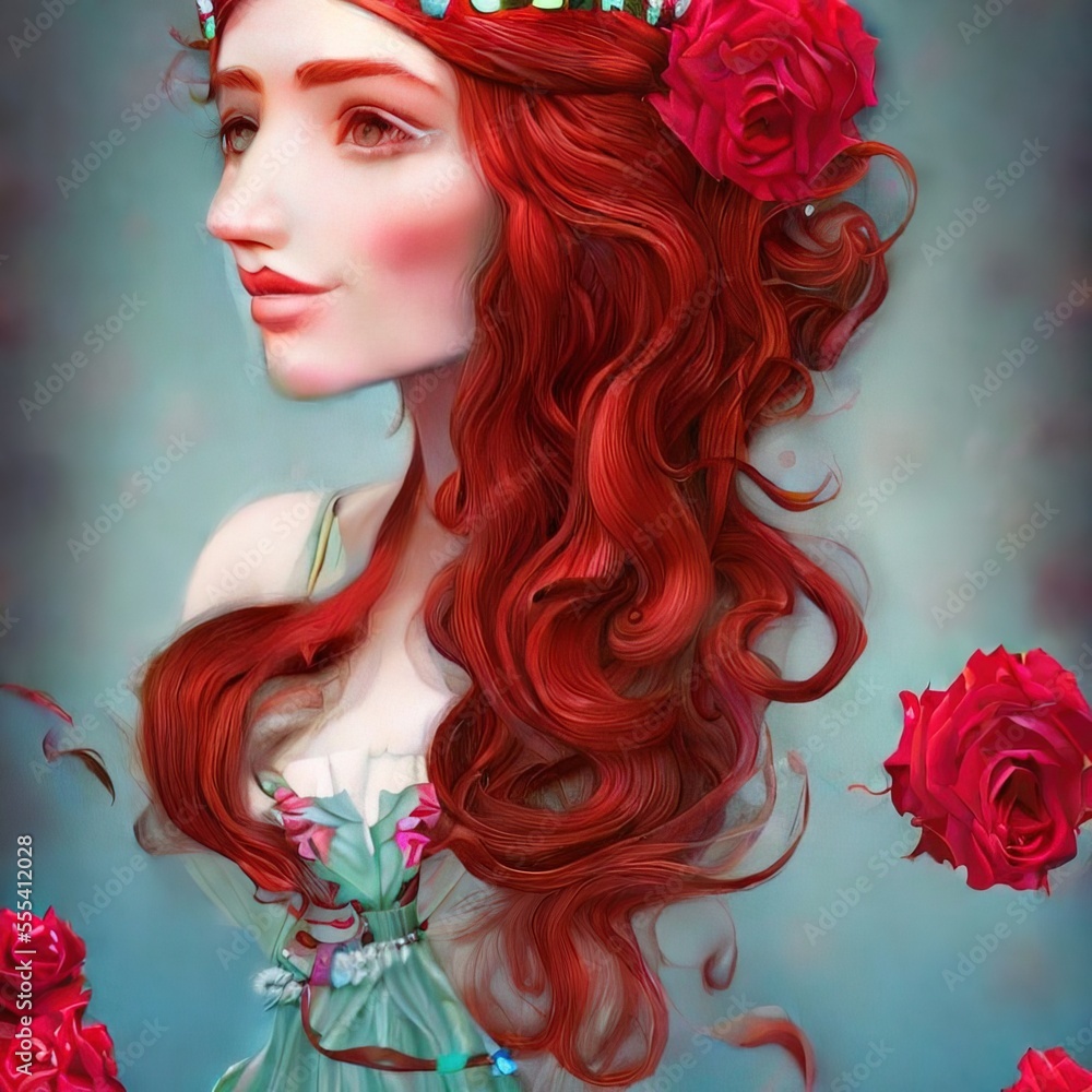 Fototapeta premium woman with red roses