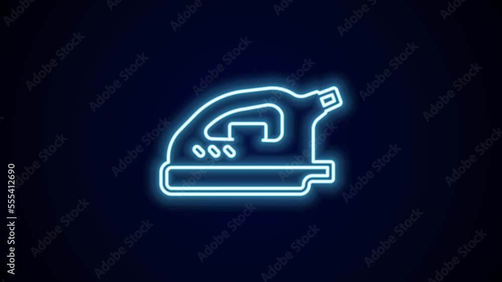 Glowing neon line Electric iron icon isolated on black background. Steam iron. 4K Video motion graphic animation Glowing neon line Electric iron icon isolated on black background. Steam iron. 4K Video motion graphic animation