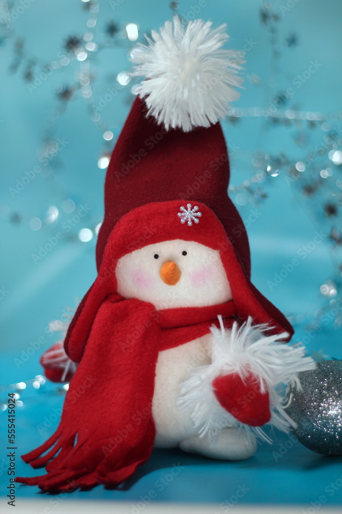 snowman on a blue background snowman on a blue background