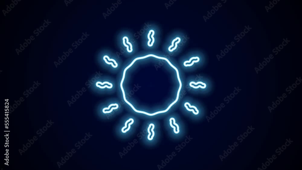 Glowing neon line Sun icon isolated on black background. 4K Video motion graphic animation Glowing neon line Sun icon isolated on black background. 4K Video motion graphic animation