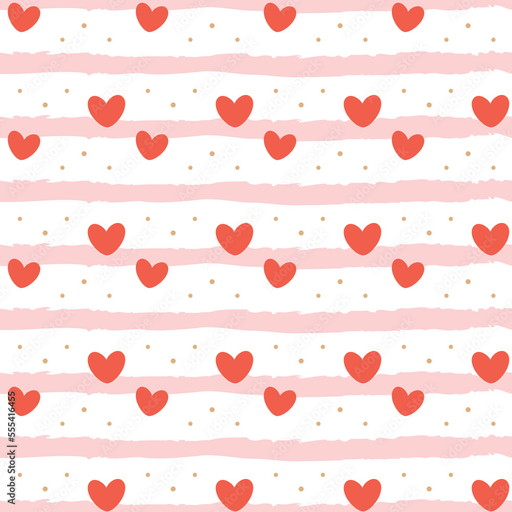 striped seamless pattern with cute red hearts striped seamless pattern with cute red hearts