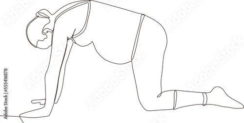 continuous line of beautiful pregnant woman in yoga pose