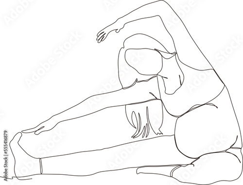 continuous line of beautiful pregnant woman in yoga pose