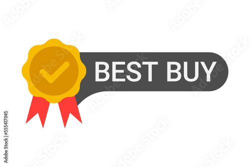 Best buy label with five stars and thumbs up