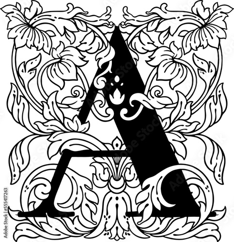 letter A flower ornament Monogram