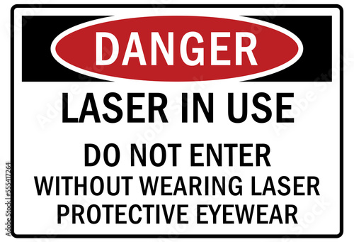 Laser warning sign and labels