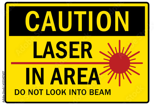 Laser warning sign and labels