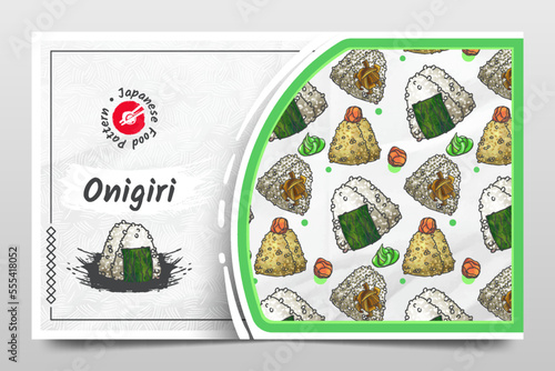 Hand Drawn Onigiri as Japanese Food Pattern