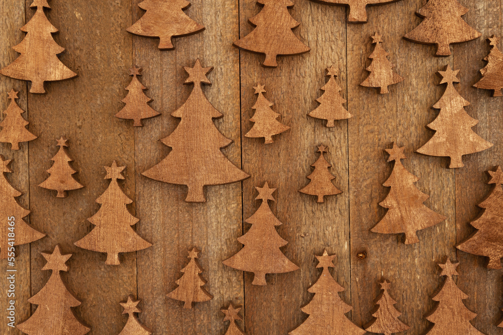 Fototapeta premium Trees on weathered wood holiday background