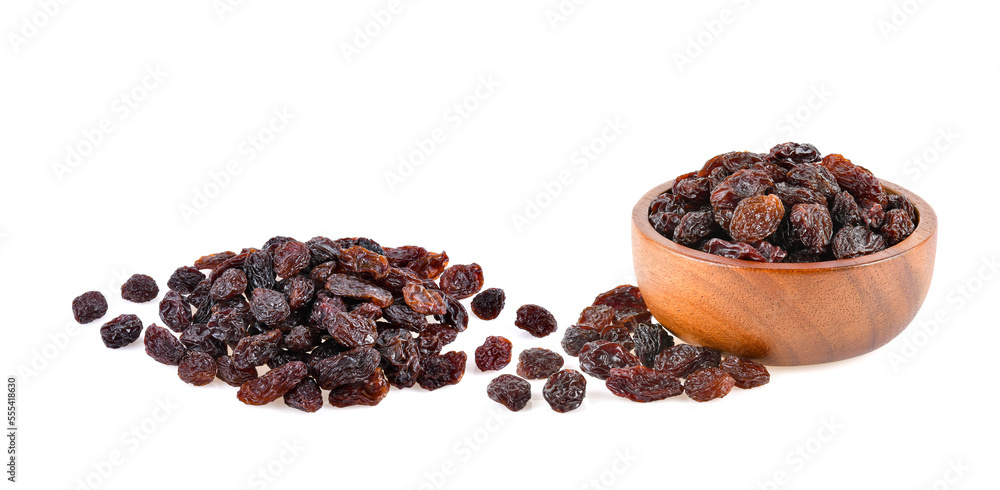 Dried raisins in bowl isolated on white background Dried raisins in bowl isolated on white background