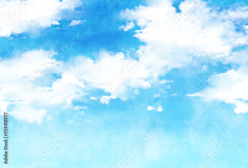 背景素材_青空と雲_水彩