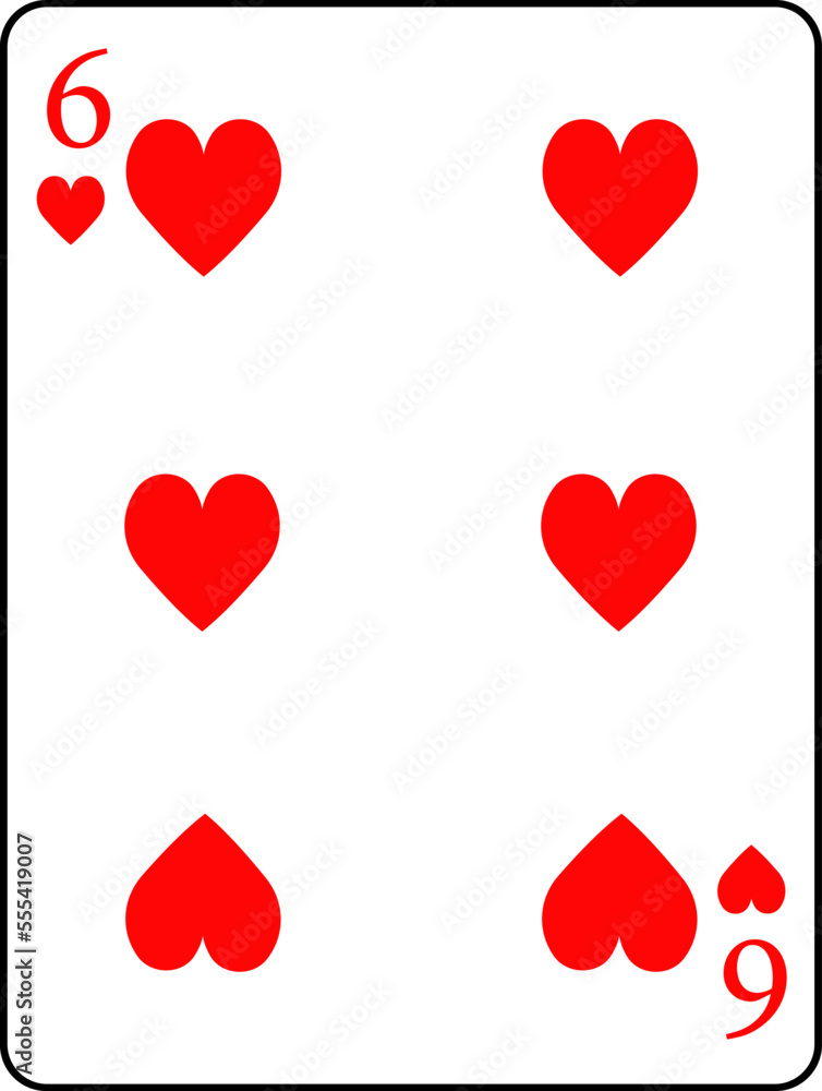 Hearts six. A deck of poker cards.