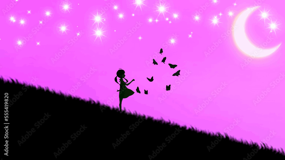 alone anime girl playing with butterflies alone anime girl playing with butterflies
