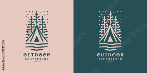 Outdoor campground forest nature logo design