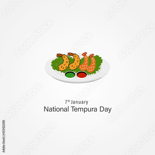 National Tempura Day.7th January. National tempura day template, holiday concept, banner, poster, card. Background. Vector illustration. 