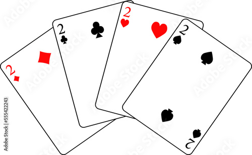 Cards of different suits. Vector illustration of poker cards.