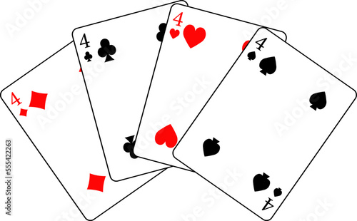Cards of different suits. Vector illustration of poker cards.