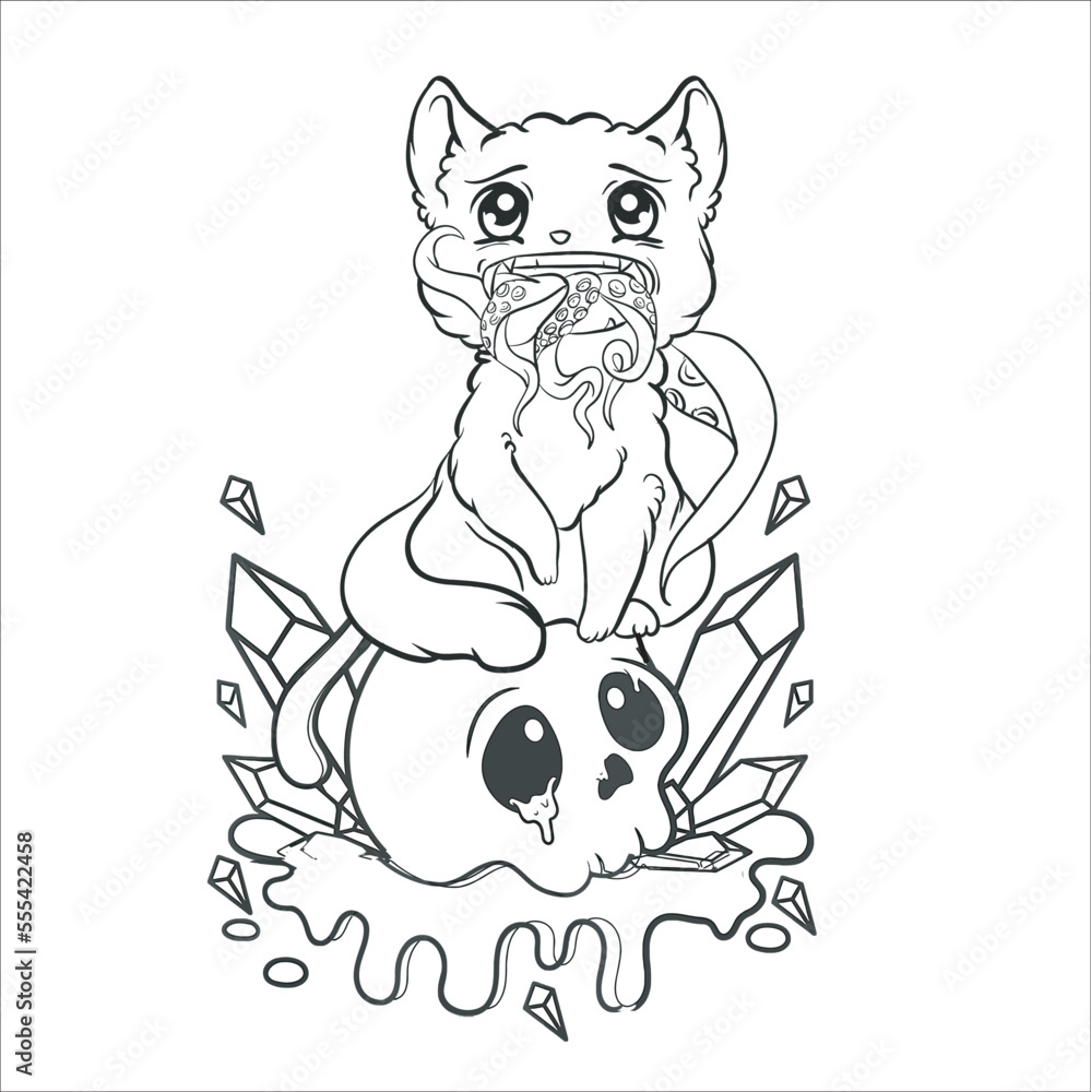 Pastel Goth Coloring Page for adult Stock Vector | Adobe Stock