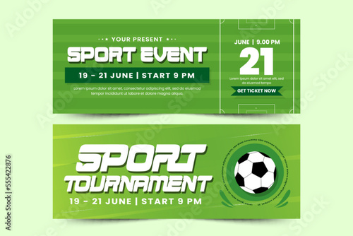 Football tournament, sport event banner design template. Field and ball feel design with a cool look