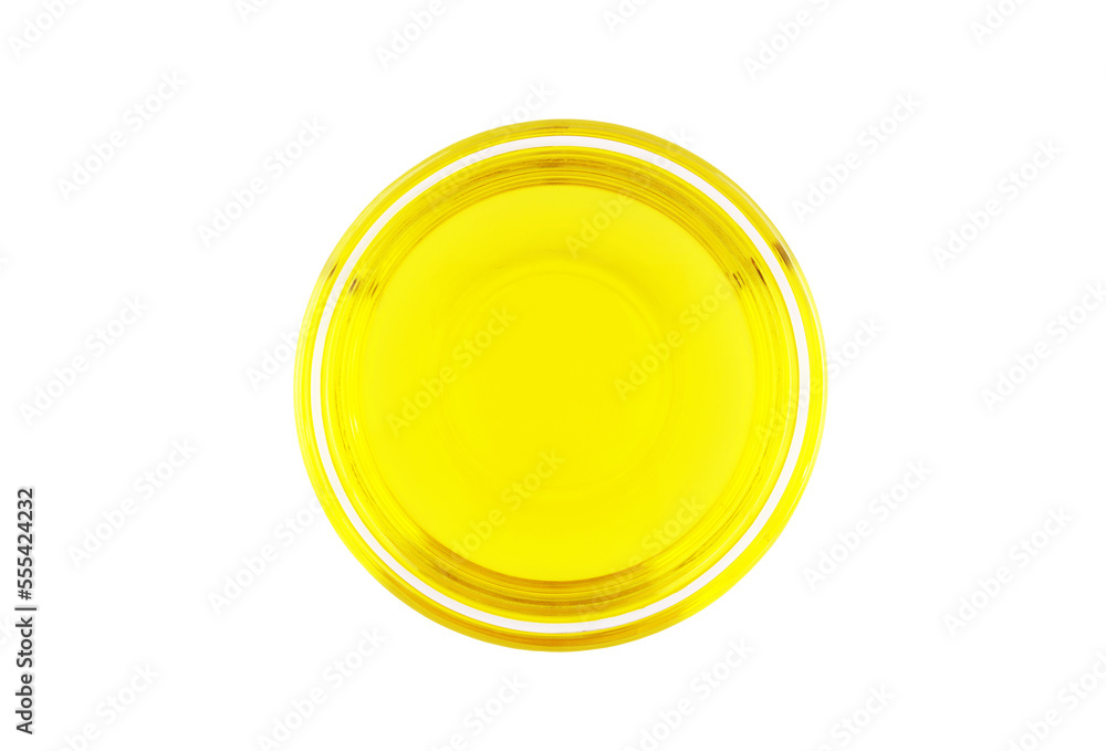 Top view of cooking oil in glass bowl isolated on white background Top view of cooking oil in glass bowl isolated on white background