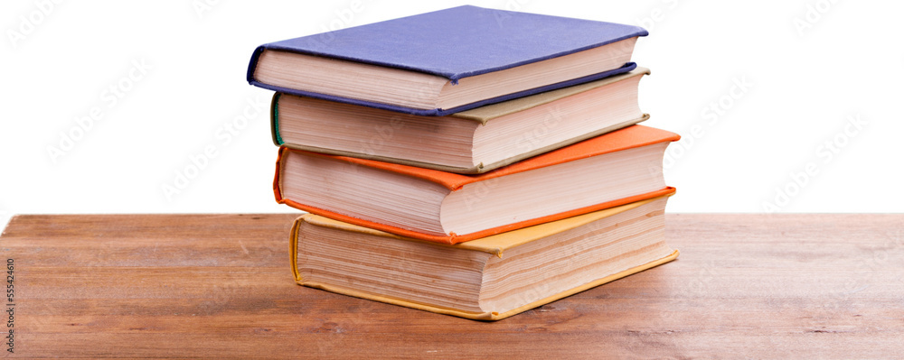 Fototapeta premium Stack of school books, education and learning concept