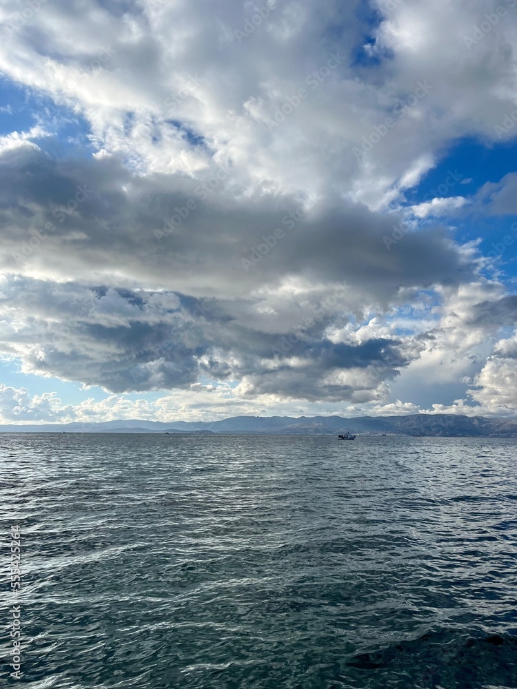 cloudy seascape, sea view, deep blue sea background cloudy seascape, sea view, deep blue sea background
