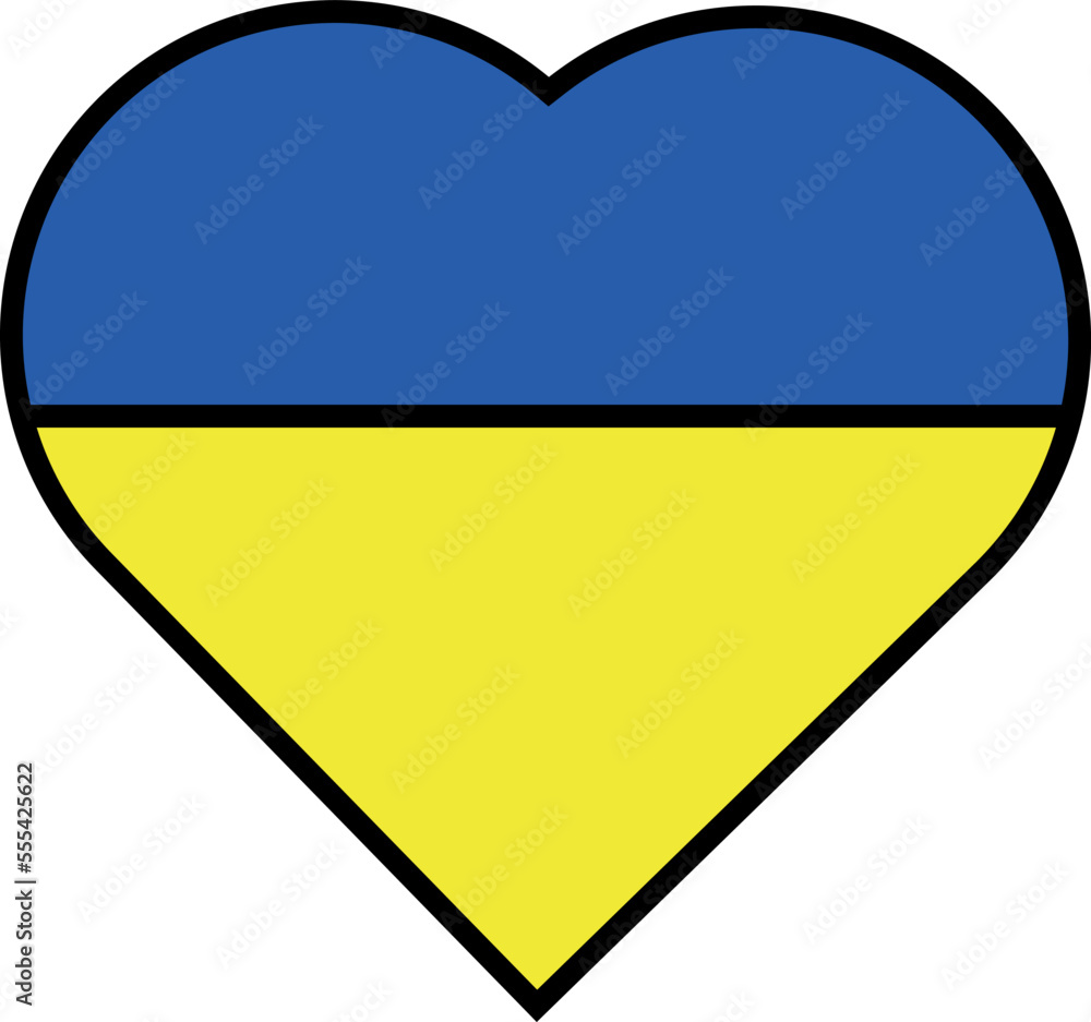 Vector heart shaped Ukrainian flag