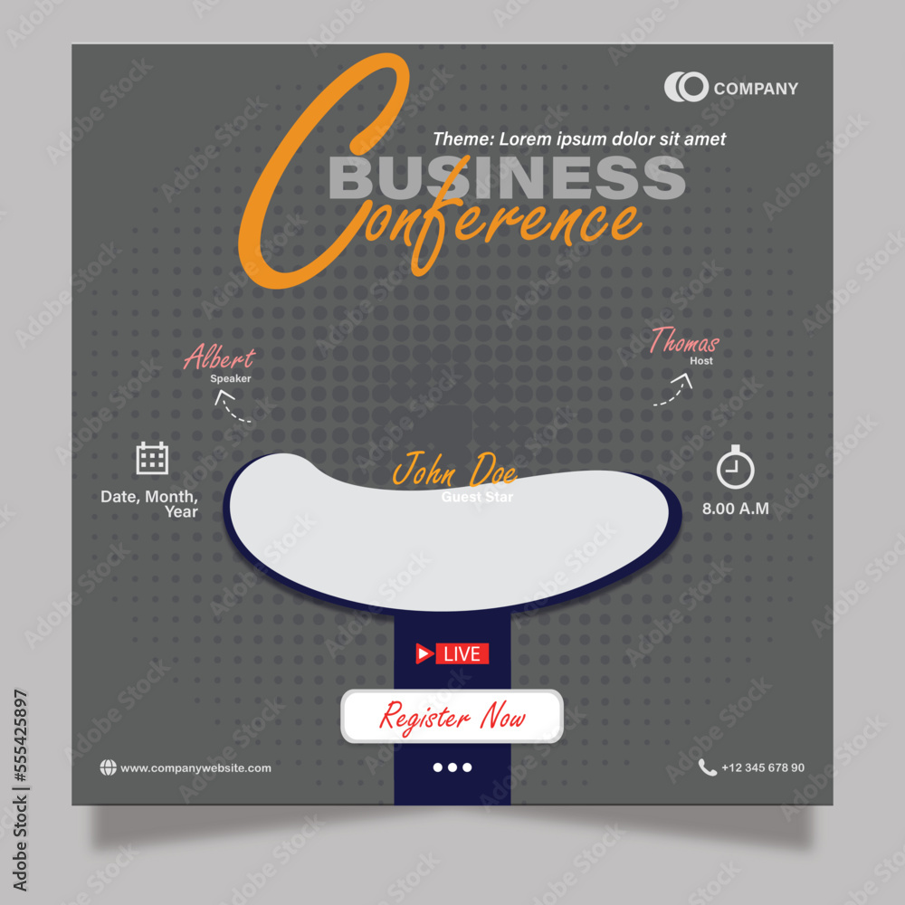 Naklejka premium Modern webinar social media post template design