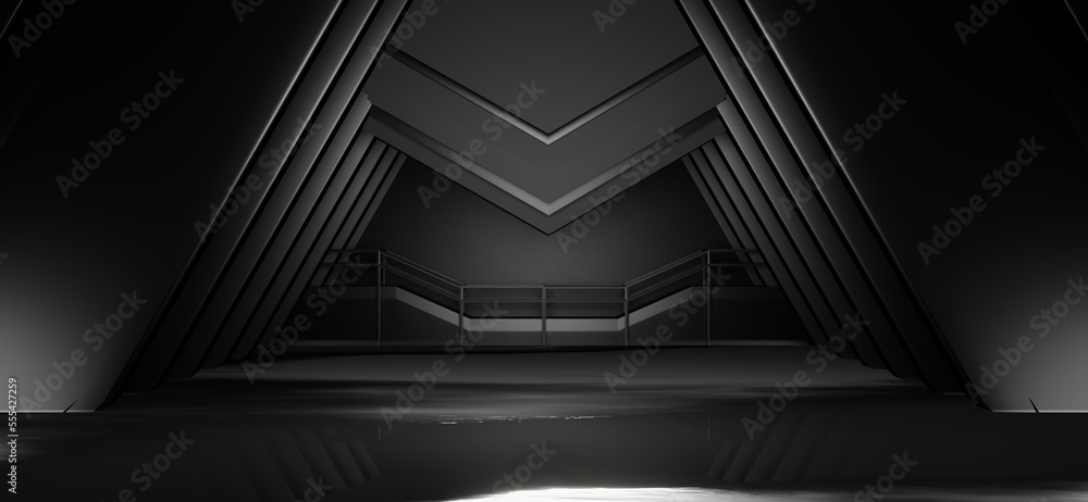 Obraz premium gaming background abstract wallpaper, cyberpunk style scifi game, neon glow of stage scene in pedestal display room, 3d illustration rendering, esports team concept