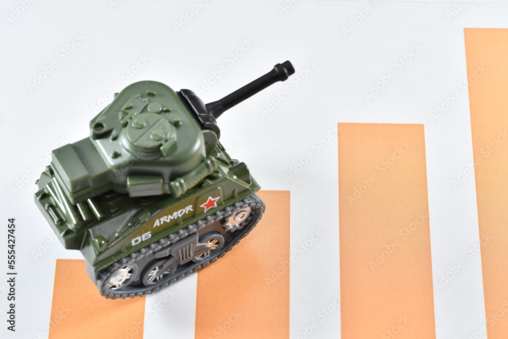 戦車とグラフで防衛費や戦費のイメージ 戦車とグラフで防衛費や戦費のイメージ