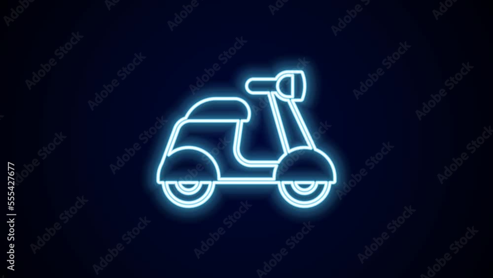 Glowing neon line Scooter icon isolated on black background. 4K Video motion graphic animation Glowing neon line Scooter icon isolated on black background. 4K Video motion graphic animation
