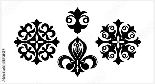 Vintage element isolated. Damask pattern. Engraving Vector stock illustration. EPS 10