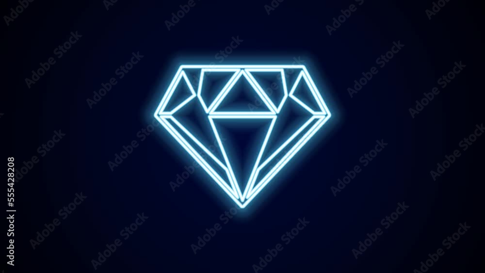 Glowing neon line Diamond icon isolated on black background. Jewelry symbol. Gem stone. 4K Video motion graphic animation Glowing neon line Diamond icon isolated on black background. Jewelry symbol. Gem stone. 4K Video motion graphic animation