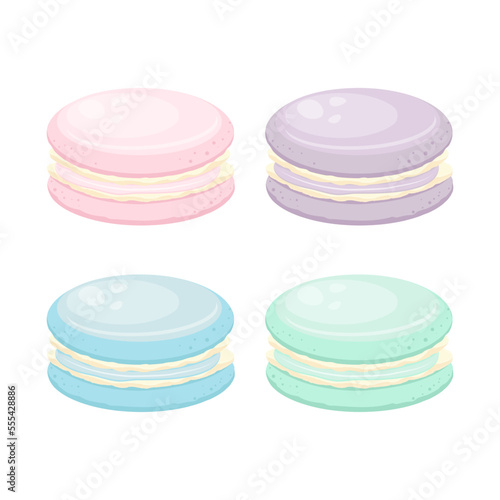 Set of colorful vector French macarons. Mint, Lavender and Raspbery macarons. Cafe, menu, restaurant photo