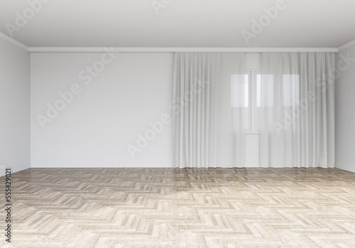 clear empty room modern interior 3d rendering
