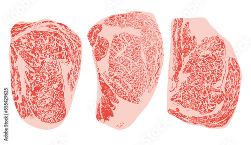 raw wagyu sirloin steak isolated on background.