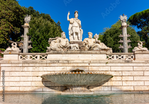 Fountain on Piazza del Popolo square in Rome, Italy