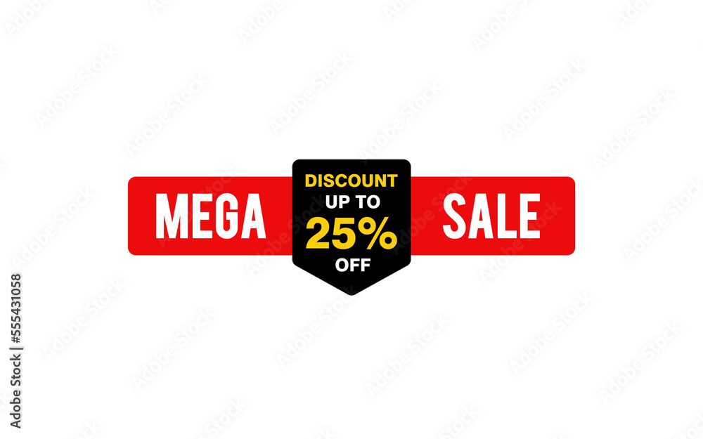 25 Percent discount offer, clearance, promotion banner layout with sticker style. 
