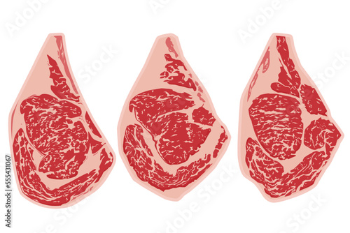 raw wagyu sirloin steak isolated on background.