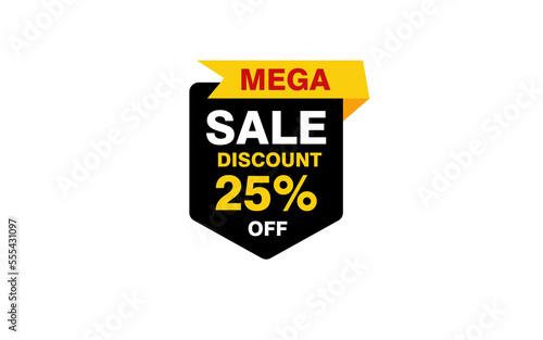 25 Percent discount offer, clearance, promotion banner layout with sticker style. 
