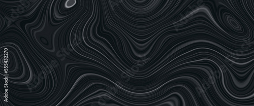 Abstract flowing liquid curve line in grey silver black metallic. Glossy pattern cool background textures. Beautiful drawing with the divorces and wavy lines in gray tones. Beautiful Marbling. Marble