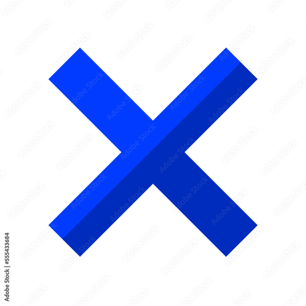 Obraz premium ツートンカラーのバツマーク 青 白フチあり