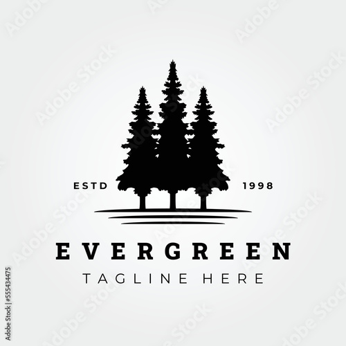 silhouette, pine, evergreen, rustic, fir, cedar, cypress, pinus logo vector illustration design, icon, template