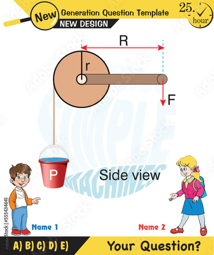 Physics, well, simple machines, next generation question template, exam question, eps, for teacher photo