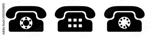 Retro phone icons. Black icons isolated on white background.
