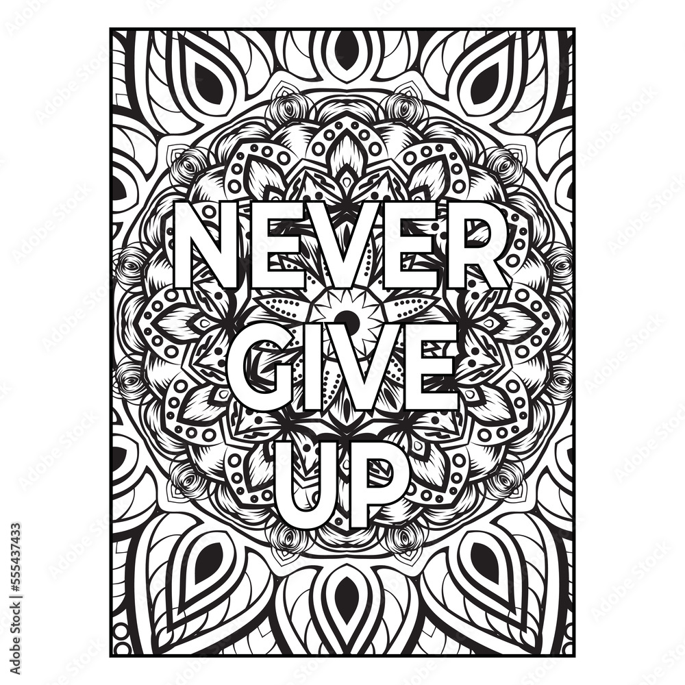 Obraz premium Coloring Book Page With Qoute Design Vector Art For KDP