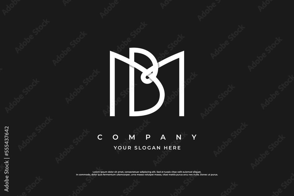 Initial Letter BM Logo or MB Monogram Logo Design Vector Template Stock ...