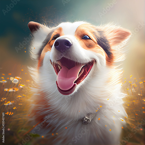 Happy smiling dog generative art © Elka